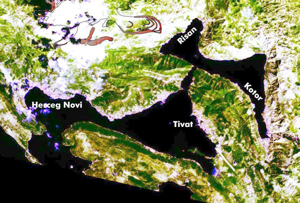 Satellite Veiw of Boka Kotorska