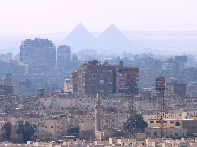 Pyramids of Giza from the Citadel
